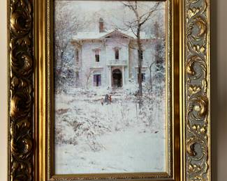 Lot #117- $75 - Reproduction of "Victorian Winter" painting by Richard Schmid. 15" x 20"