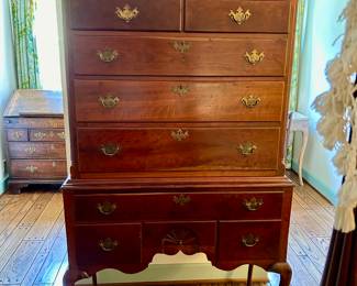 Lot #42 - $1,200 -Highboy. Cherry and pine (secondary wood). 75"Hx 42"W x 20-1/2"D