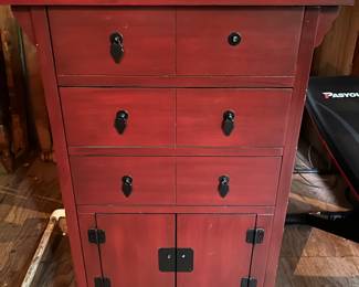 Lot #73 - $125 -Red Asian style jewelry armoire