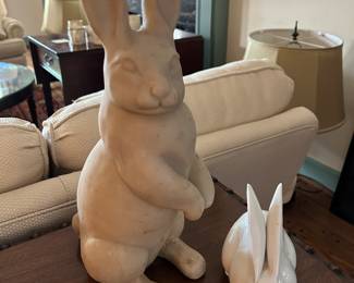 Lot #119 - $40 -2 ceramic rabbits. 14-1/2"H x 8" and 5" x 5"