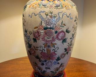 Lot #111 - $120/pair of ceramic lamps - 14"H base x 8"W