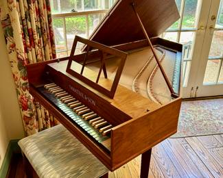 Lot #23 - $850 -Sabathil & Son harpsichord. 1970's. 34"H x 36-1/2"W x 52"L