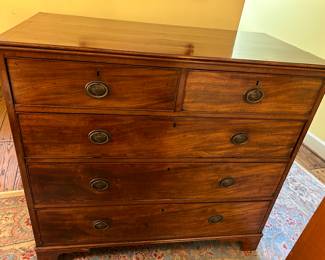 Lot #58 - $395 -Mahogany chest. 2 drawers over 3. 39"H x 43"W x 21-1/2"D