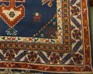 Lot #75 - $295 -Blue and orange rug. 4' x 6'9"