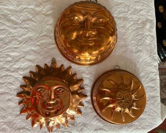 Lot #152 - $95 - copper sun and moon molds, 7,8 and 9”