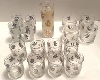 MCM Libbey Silver Foliage Glass Set 17 Pieces