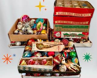 Huge Assortment of Vintage Christmas Ornaments