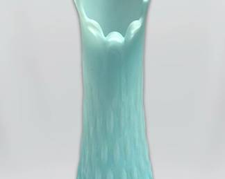 001 Fenton Blue Opalescent Glass Hobnail Swung Vase
