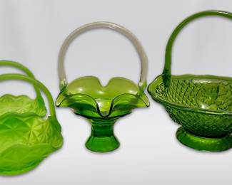 Viking Indiana Green Glass Baskets