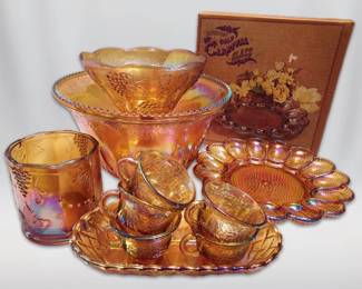 Vintage Amber Carnival Glass Serving Dishes