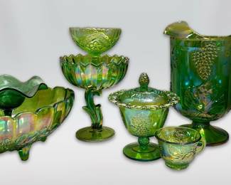 Indiana Green Carnival Glassware