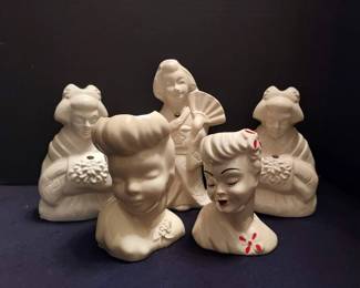 Vintage Benihana Lady Head Vases