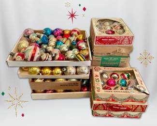 005 Vintage Shiny Brite Christmas Ornaments Huge Collection