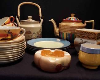 Assorted Lustreware Dishes Teapots
