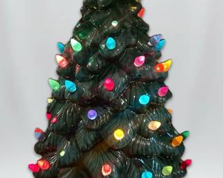 Vintage 1970 Ceramic Christmas Tree Missing Some Lights