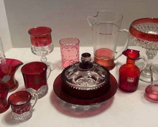 Ruby Red and Cranberry Flash Glassware Viking, Indiana, Westmoreland, More 11 Pieces