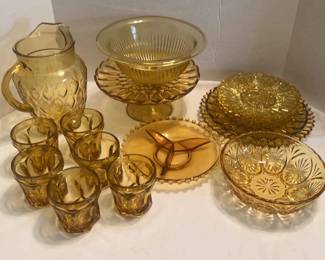 Assorted Vintage Amber Glassware