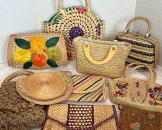 Colorful Woven Wicker Purses Vintage