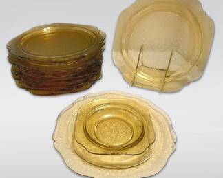 Federal Amber Yellow Depression Glass Plates