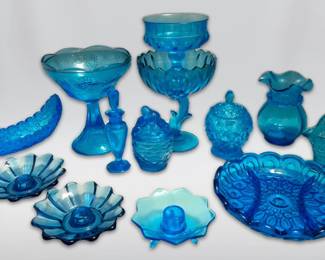 Blue Vintage Glassware L.E. Smith, Indiana Glass, More