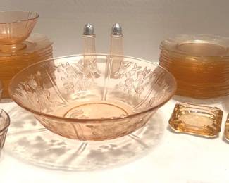 Anchor Hocking Mayfair Open Rose Pink Depression Glass 40 Pieces