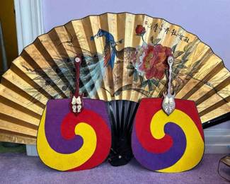 Three Large Decorative Vintage Fans