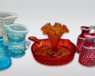 Fenton Hobnail Opalescent, Amberina, Cranberry Glassware