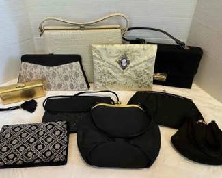 Vintage Black, Gold, Champagne Evening Purses Beaded Clutches More