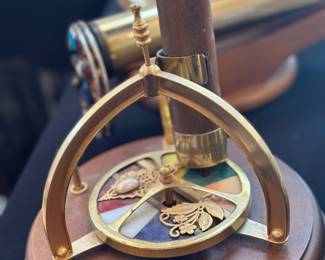 VTG GATCO Wind-Up Wood-Brass Moving Kaleidoscope Wheel & Music Stand