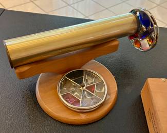  CORKI WEEKS 1987 SIGNED BRASS & GLASS KALEIDOSCOPE 