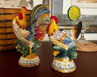 FITZ AND FLOYD ROOSTER AND HEN FIGURINE