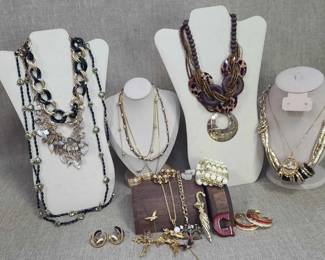 black, brown, gold costume jewelry