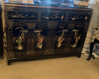 Black Laquered inlaid Mother of Pearl dresser