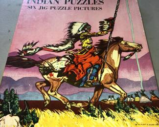 RARE COLLECTION OF MID-CENTURY SIX INDIAN JIG PUZZLE PICTURES  