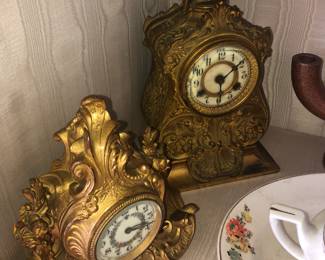 AMERICAN VICTORIAN ROCOCO MANUFACTURED BRONZE SIGNED BOUDOIR CLOCKS