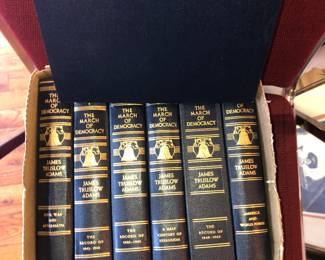 8 ORIGINAL BOOK VOLUME SET OF THE MARCH OF DEMOCRACY IN EXCELLENT CONDITION BY JAMES TRUSLOW ADAMS