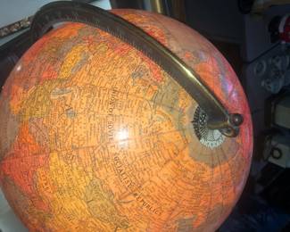 ELECTRIC LIGHTED GLOBE WITH BULB A VERY RARE VINTAGE REPLOGLE GLOBE THAT LIGHTS UP WITH SWITCH AND ORIGINAL MANUAL