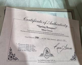 Lee Middleton doll with certificates 