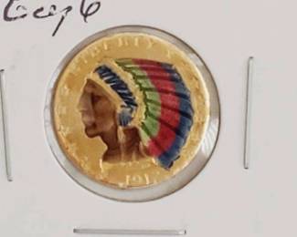1912 $2.50 Indian Quarter Eagle Gold Coin with Painted Design