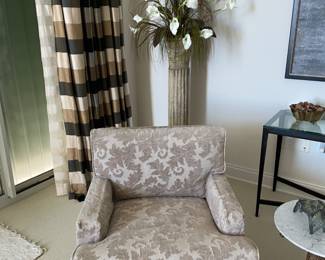 4 Custom cutout velvet upholstered club chairs. 31” across, 28” tall (floor up back) + about 2” back cushion. $250 each.