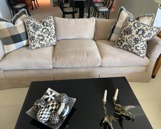 Stylish Upholstered sofa, some bleached spots. - but difficult to see. $350