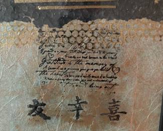 Original signed, framed art. Japanese, friendship sentiments $75.00 each