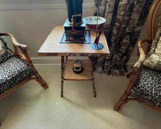 Square Tiger bamboo side table $200