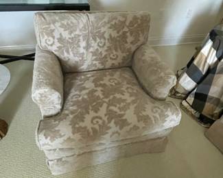 4 Custom cutout velvet upholstered club chairs. 31” across, 28” tall (floor up back) + about 2” back cushion. $250 each.