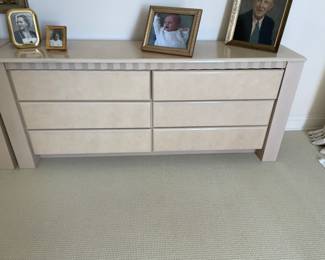 Pair of lacquered dressers. Shown side by side, but can be purchased separately. By Millennium. 69” wide, 16.5” deep. $500 EACH