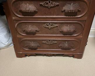Victorian three drawer dresser with marble top. Top has a crack. $100