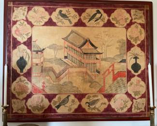Framed canvas Asian Art. Decorator piece. $500.
