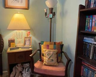 ACCENT CHAIR, ANTIQUE FLOOR LAMP