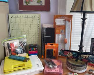 SCRAPBOOKING SUPPLIES, CUTTING MATS OF VARIOUS SIZES, PAINT KITS AND BRUSHES