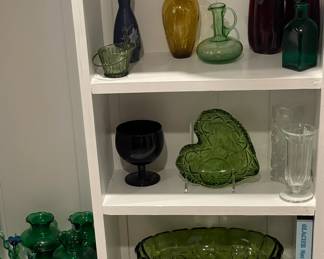 COLORED GLASS VASES AND BOWLS